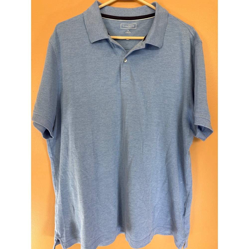 Club Room Mens XL Blue Short Sleeve Pique Polo Shirt Classic Fit Casual‎ Golf